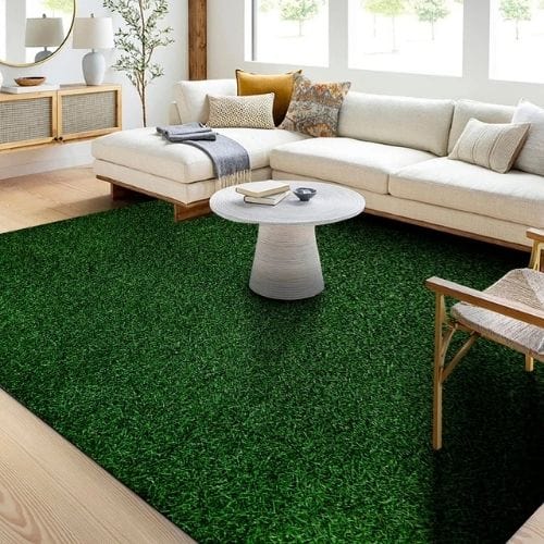 Tapis de Chambre | Enfant Herbe Verte Terrain Football - Tapinna® Vert / Rectangulaire / 40x60cm (16x24 Pouces)