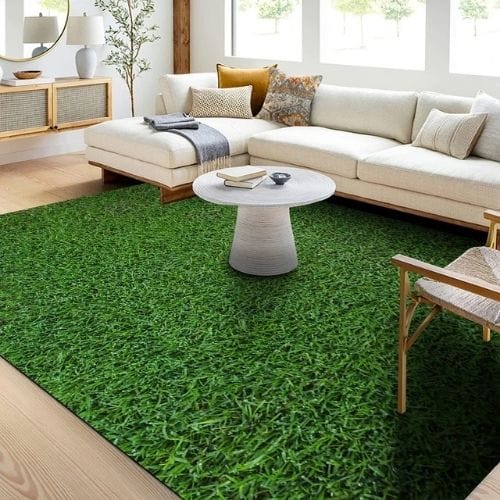 Tapis de Chambre | Enfant Herbe Verte Terrain Football - Tapinna® Vert / Rectangulaire / 40x60cm (16x24 Pouces)