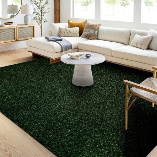 Tapis de Chambre | Enfant Herbe Verte Terrain Football - Tapinna® Vert / Rectangulaire / 40x60cm (16x24 Pouces)