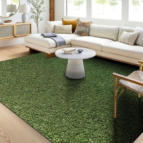 Tapis de Chambre | Enfant Herbe Verte Terrain Football - Tapinna® Vert / Rectangulaire / 40x60cm (16x24 Pouces)