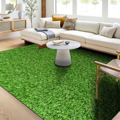 Tapis de Chambre | Enfant Herbe Verte Terrain Football - Tapinna® Vert / Rectangulaire / 40x60cm (16x24 Pouces)
