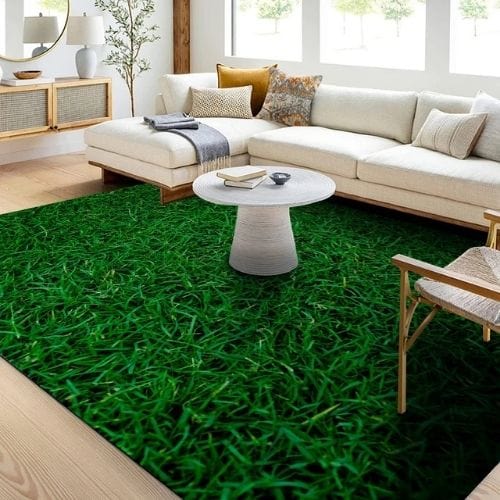 Tapis de Chambre | Enfant Herbe Verte Terrain Football - Tapinna® Vert / Rectangulaire / 40x60cm (16x24 Pouces)