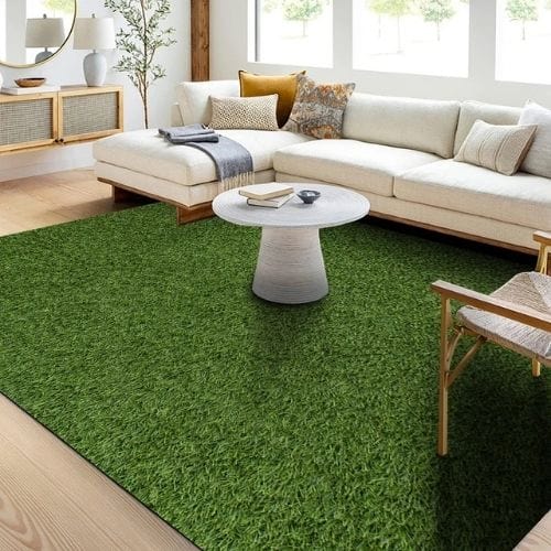 Tapis de Chambre | Enfant Herbe Verte Terrain Football - Tapinna® Vert / Rectangulaire / 40x60cm (16x24 Pouces)
