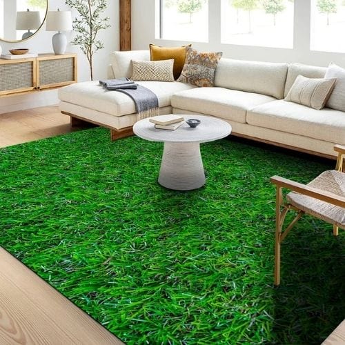 Tapis de Chambre | Enfant Herbe Verte Terrain Football - Tapinna® Vert / Rectangulaire / 40x60cm (16x24 Pouces)