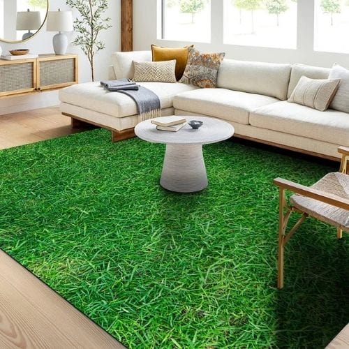 Tapis de Chambre | Enfant Herbe Verte Terrain Football - Tapinna® Vert / Rectangulaire / 40x60cm (16x24 Pouces)