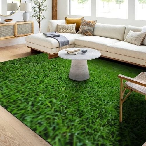 Tapis de Chambre | Enfant Herbe Verte Terrain Football - Tapinna® Vert / Rectangulaire / 40x60cm (16x24 Pouces)