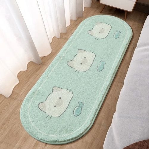 Tapis de Chambre | Kilim Moderne Enfant Dessin Animé - Tapinna® Bleu / Ovale / 40x120cm