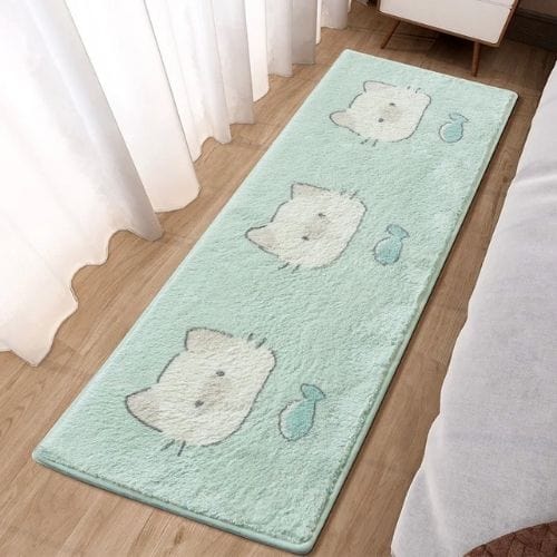 Tapis de Chambre | Kilim Moderne Enfant Dessin Animé - Tapinna® Bleu / Rectangulaire / 40x120cm