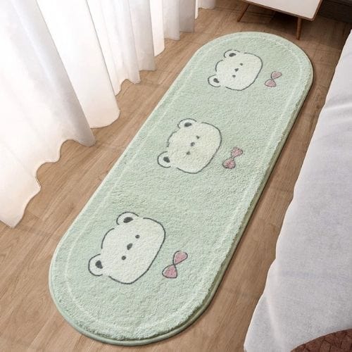 Tapis de Chambre | Kilim Moderne Enfant Dessin Animé - Tapinna® Vert / Ovale / 40x120cm