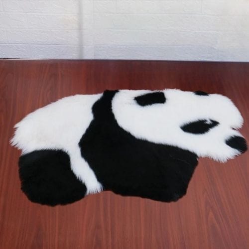 Tapis de Chambre | Kilim Moderne Poil long Forme Panda - Tapinna® Noir et Blanc / Animal / 60x90cm