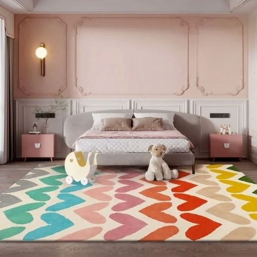 Tapis de Chambre | Moderne Enfant Tissage Motif Cœur - Tapinna® Coloré / Rectangulaire / 60x90cm (23.7x35.4 Pouces)