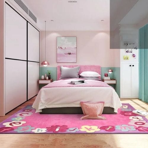 Tapis de Chambre | Moderne Enfant Tissage Motif Lettre - Tapinna® Rose / Rectangulaire / 60x90cm (23.7x35.4 Pouces)