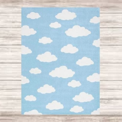Tapis de Chambre | Moderne Enfant Tissage Motif Nuage - Tapinna® Bleu / Rectangulaire / 60x90cm (23.7x35.4 Pouces)