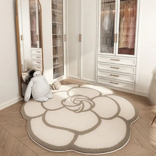 Tapis de Chambre | Moderne Oriental Forme Fleur - Tapinna® Beige/Crème Marron / Fleur / 60x60cm