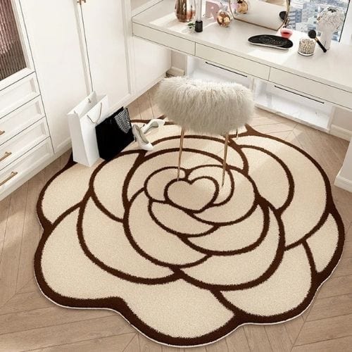 Tapis de Chambre | Moderne Oriental Forme Fleur - Tapinna® Beige/Crème Marron / Fleur / 60x60cm