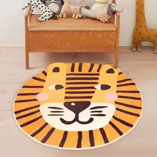 Tapis de Chambre | Moderne Scandinave Enfant Lion - Tapinna® Orange / Animal / 80x80cm