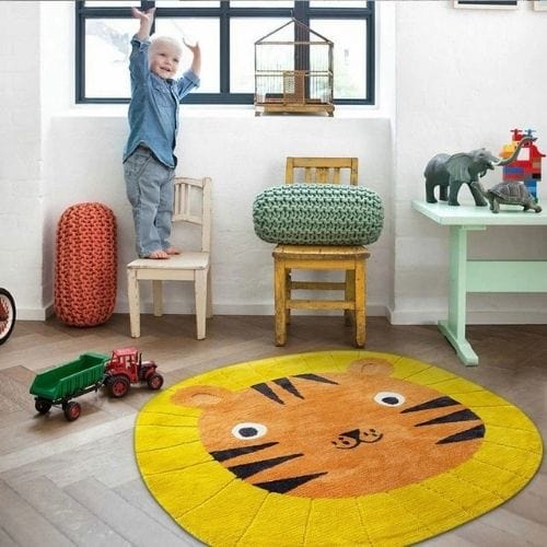 Tapis de Chambre | Moderne Scandinave Enfant Motif - Tapinna® Jaune Orange / Irrégulier / 80x80cm