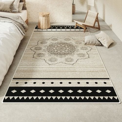 Tapis de Chambre | Moderne Scandinave Persan Tissage - Tapinna® Noir Beige / Rectangulaire / 60x90cm (23.6x35.4 Pouces)