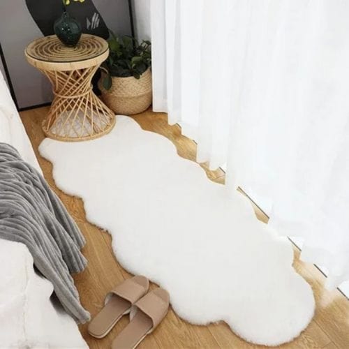 Tapis de Chambre | Shaggy Uni Moderne Luxe Poil Long - Tapinna® Blanc / Irrégulier / 40x60cm