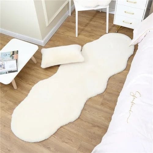 Tapis de Chambre | Shaggy Uni Moderne Luxe Poil Long - Tapinna® Blanc / Irrégulier / 40x60cm