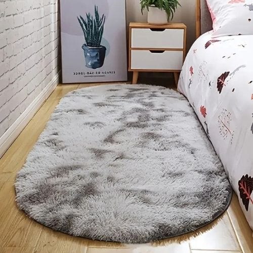 Tapis de Chambre | Shaggy Uni Moderne Luxe Poil Long - Tapinna® Gris / Ovale / 60x120cm