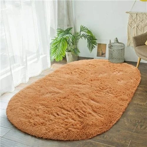 Tapis de Chambre | Shaggy Uni Moderne Luxe Poil Long - Tapinna® Orange / Ovale / 40x60cm