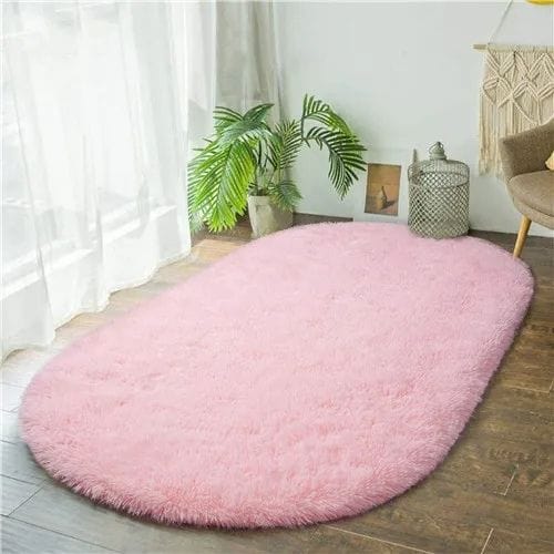 Tapis de Chambre | Shaggy Uni Moderne Luxe Poil Long - Tapinna® Rose / Ovale / 40x60cm
