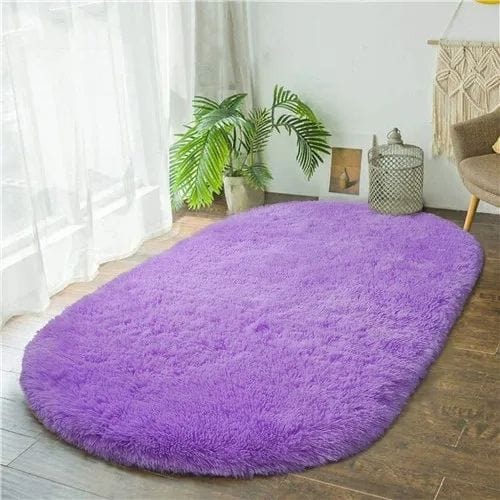 Tapis de Chambre | Shaggy Uni Moderne Luxe Poil Long - Tapinna® Violet / Ovale / 40x60cm