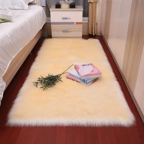 Tapis de Chambre | Shaggy Uni Moderne Poil Long Épais - Tapinna® Beige / Rectangulaire / 30x30cm (11x11 Pouces)
