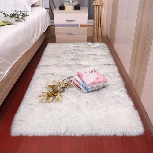 Tapis de Chambre | Shaggy Uni Moderne Poil Long Épais - Tapinna® Gris / Rectangulaire / 30x30cm (11x11 Pouces)