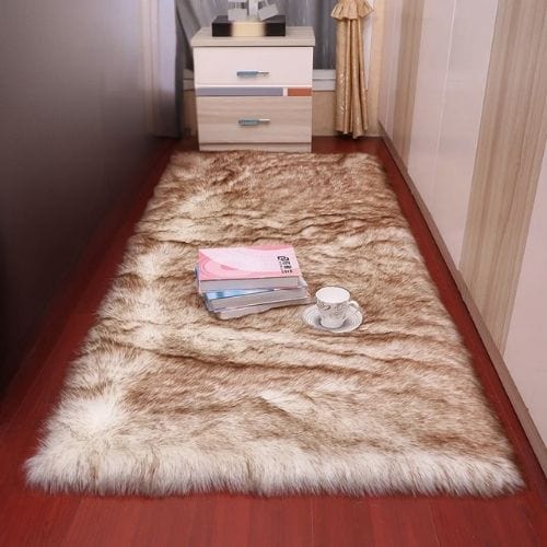 Tapis de Chambre | Shaggy Uni Moderne Poil Long Épais - Tapinna® Marron / Rectangulaire / 30x30cm (11x11 Pouces)