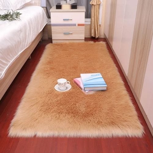 Tapis de Chambre | Shaggy Uni Moderne Poil Long Épais - Tapinna® Marron / Rectangulaire / 30x30cm (11x11 Pouces)
