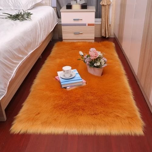 Tapis de Chambre | Shaggy Uni Moderne Poil Long Épais - Tapinna® Orange / Rectangulaire / 30x30cm (11x11 Pouces)