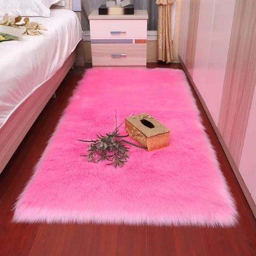 Tapis de Chambre | Shaggy Uni Moderne Poil Long Épais - Tapinna® Rose / Rectangulaire / 30x30cm (11x11 Pouces)