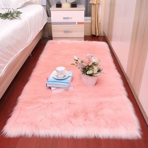 Tapis de Chambre | Shaggy Uni Moderne Poil Long Épais - Tapinna® Rose / Rectangulaire / 30x30cm (11x11 Pouces)