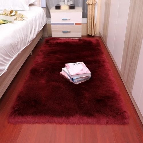 Tapis de Chambre | Shaggy Uni Moderne Poil Long Épais - Tapinna® Rouge / Rectangulaire / 30x30cm (11x11 Pouces)