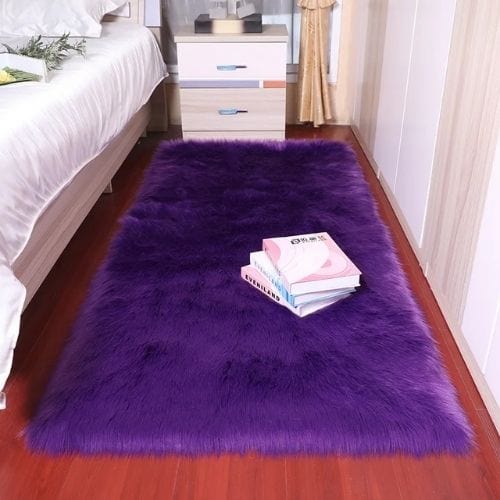 Tapis de Chambre | Shaggy Uni Moderne Poil Long Épais - Tapinna® Violet / Rectangulaire / 30x30cm (11x11 Pouces)