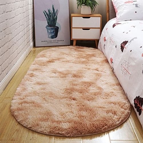 Tapis de Chambre | Shaggy Uni Moderne Poil Long - Tapinna® Beige / Ovale / 40x60cm