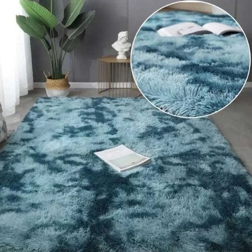 Tapis de Chambre | Shaggy Uni Moderne Poil Long - Tapinna® Bleu / Rectangulaire / 40x60cm