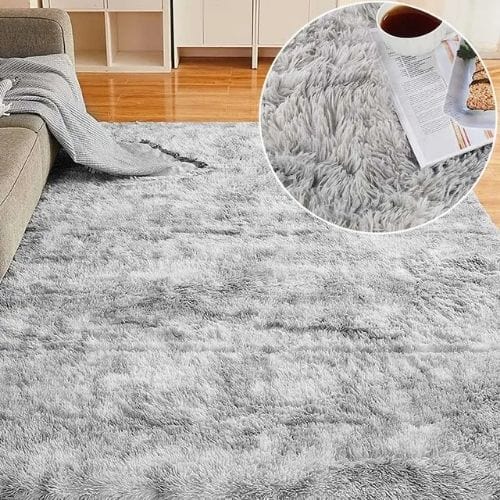 Tapis de Chambre | Shaggy Uni Moderne Poil Long - Tapinna® Gris / Rectangulaire / 40x60cm
