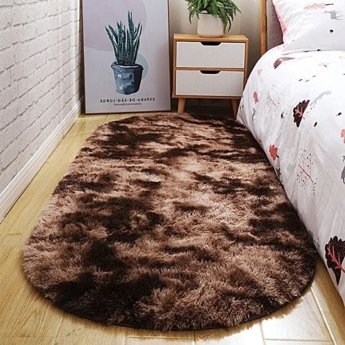 Tapis de Chambre | Shaggy Uni Moderne Poil Long - Tapinna® Marron / Ovale / 40x60cm