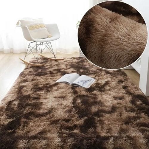 Tapis de Chambre | Shaggy Uni Moderne Poil Long - Tapinna® Marron / Rectangulaire / 40x60cm