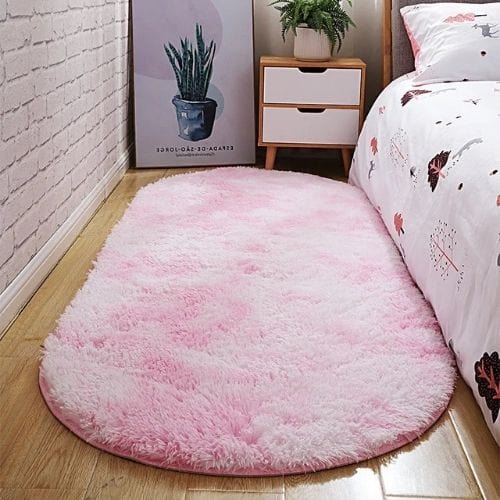 Tapis de Chambre | Shaggy Uni Moderne Poil Long - Tapinna® Rose / Ovale / 40x60cm