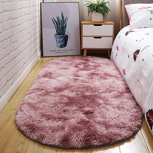 Tapis de Chambre | Shaggy Uni Moderne Poil Long - Tapinna® Rose / Ovale / 40x60cm