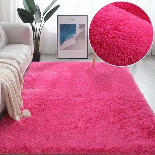 Tapis de Chambre | Shaggy Uni Moderne Poil Long - Tapinna® Rose / Rectangulaire / 40x60cm