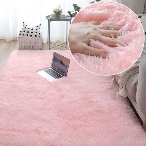 Tapis de Chambre | Shaggy Uni Moderne Poil Long - Tapinna® Rose / Rectangulaire / 40x60cm