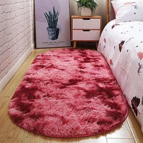 Tapis de Chambre | Shaggy Uni Moderne Poil Long - Tapinna® Rouge / Ovale / 40x60cm