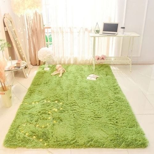 Tapis de Chambre | Shaggy Uni Moderne Poil Long - Tapinna® Vert / Rectangulaire / 40x60cm