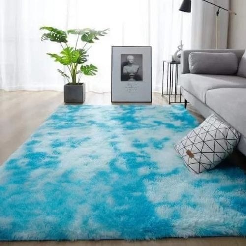 Tapis de Chambre | Shaggy Uni Moderne Scandinave - Tapinna® Bleu / Rectangulaire / 50x80cm