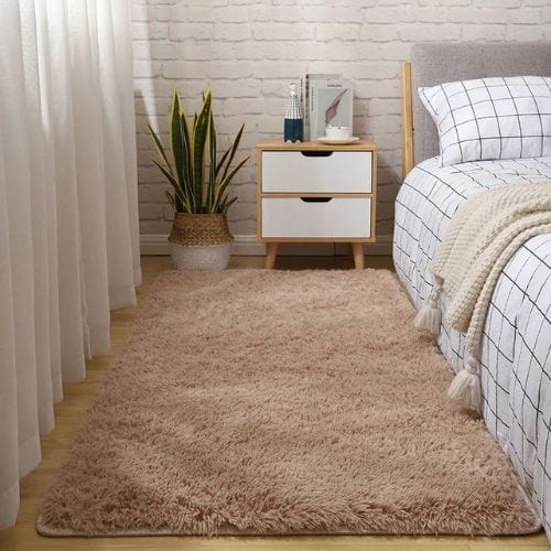Tapis de Chambre | Shaggy Uni Moderne Scandinave - Tapinna® Marron / Rectangulaire / 50x80cm